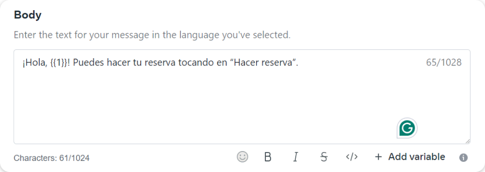 Creando una plantilla en WhatsApp